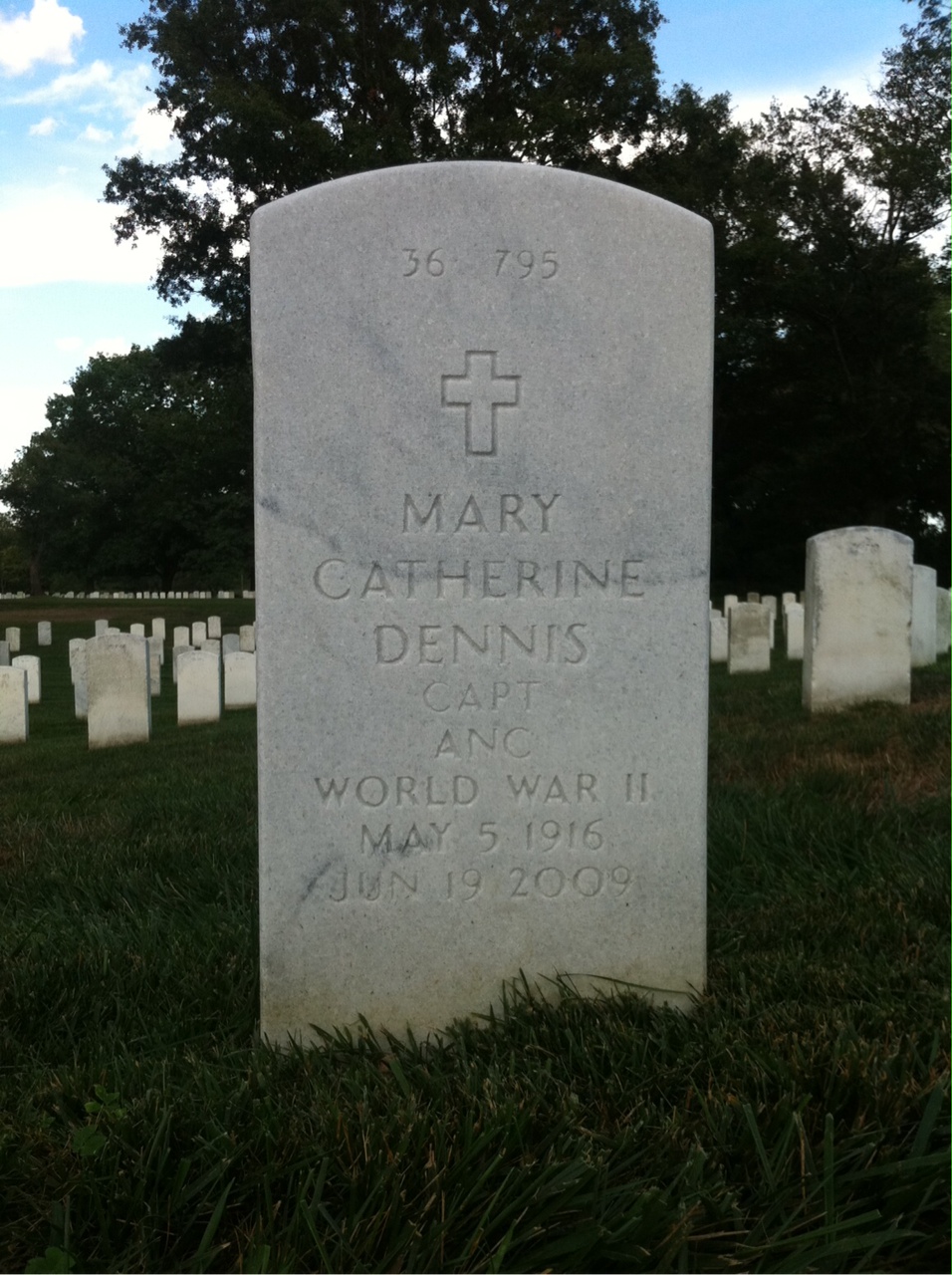 Back of headstone — Bernard Dennis