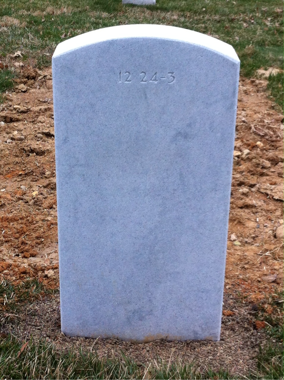 Back of headstone — William R Johnson