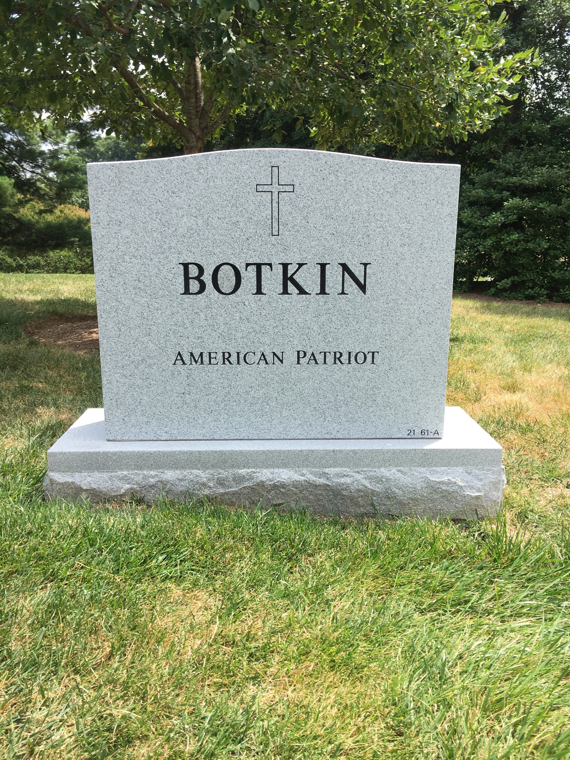 Back of headstone — G Botkin