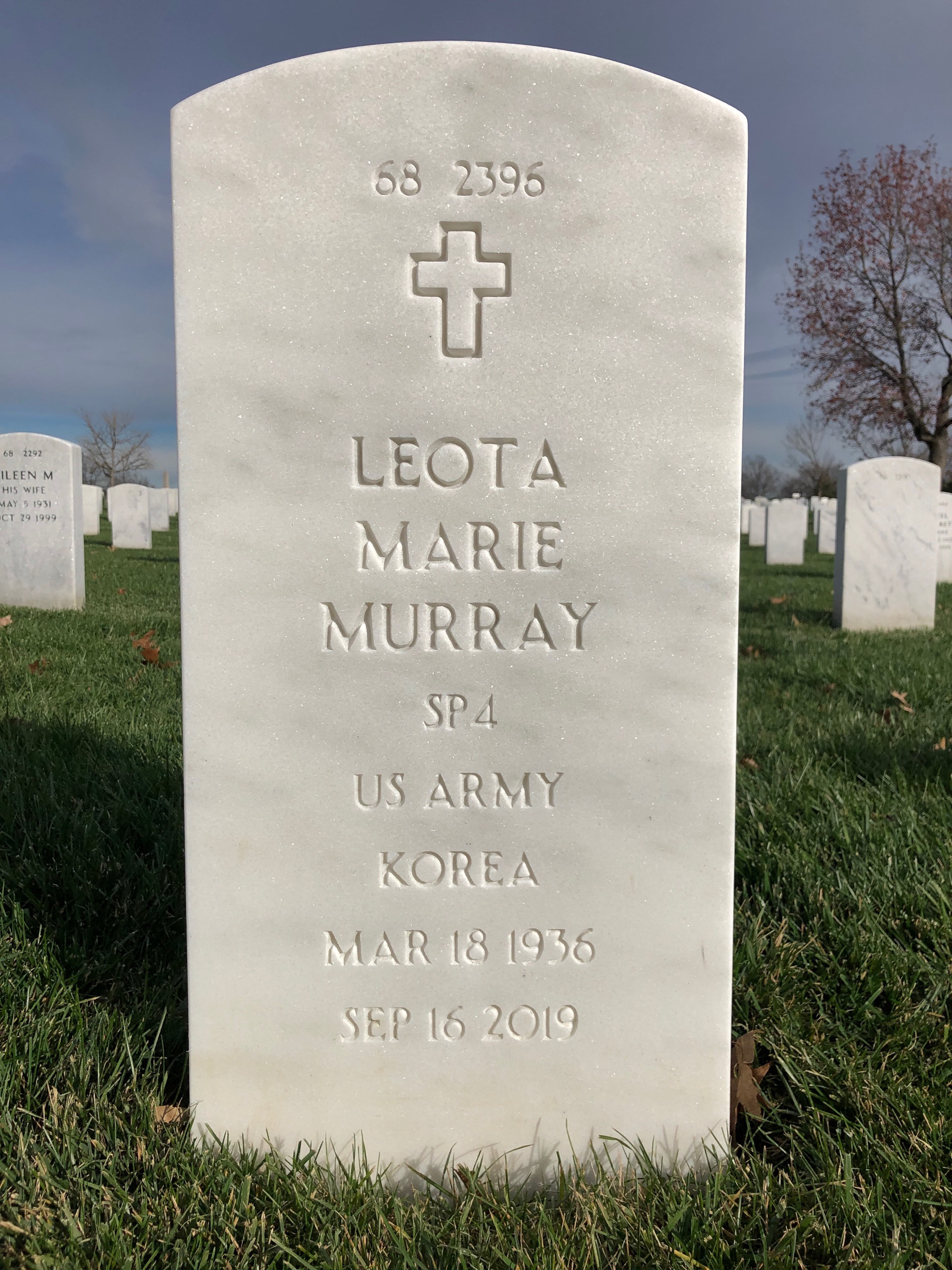 Back of headstone — Leota Murray