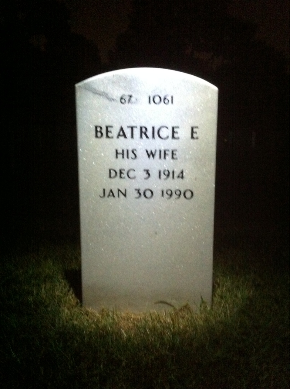 Back of headstone — Frank Munger