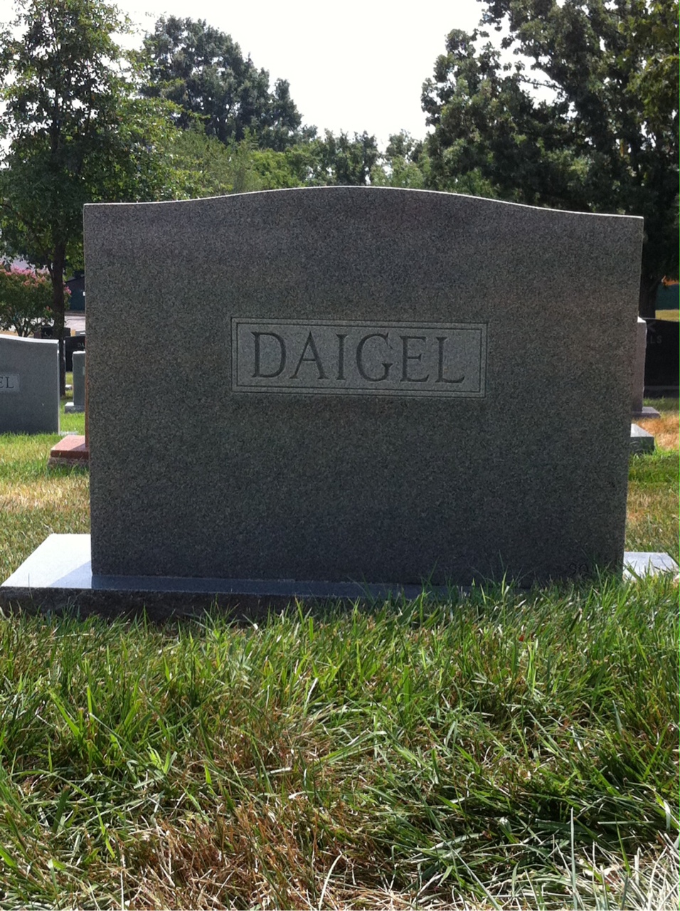 Back of headstone — Henry Daigel