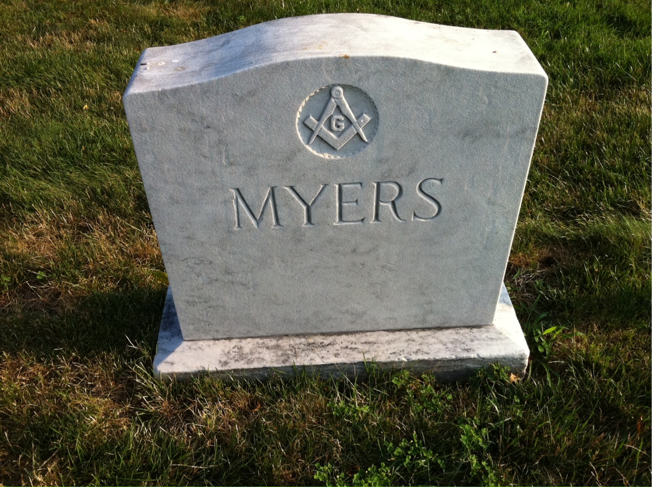 Back of headstone — Walter Myers