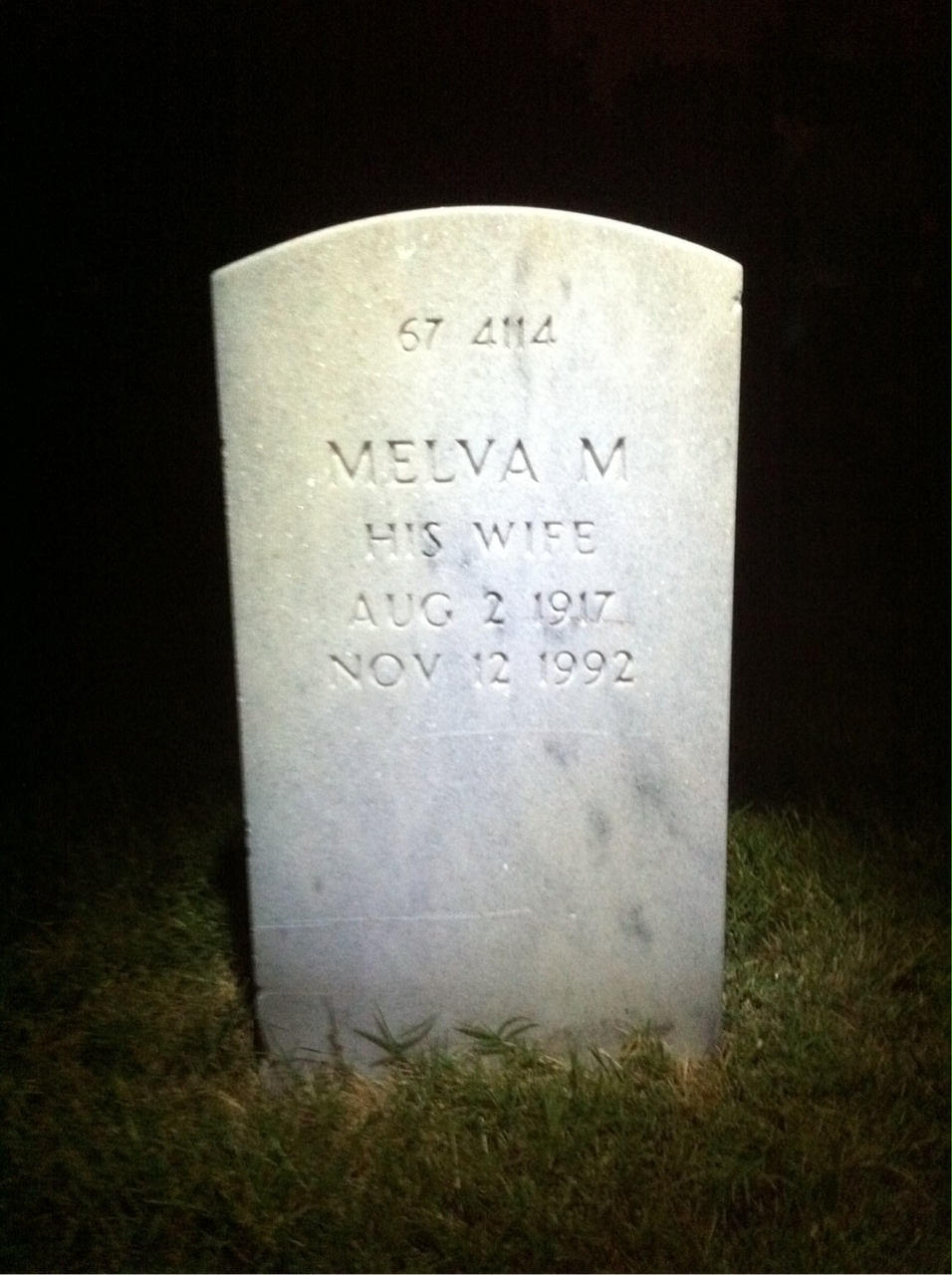 Back of headstone — Dolf W Walters
