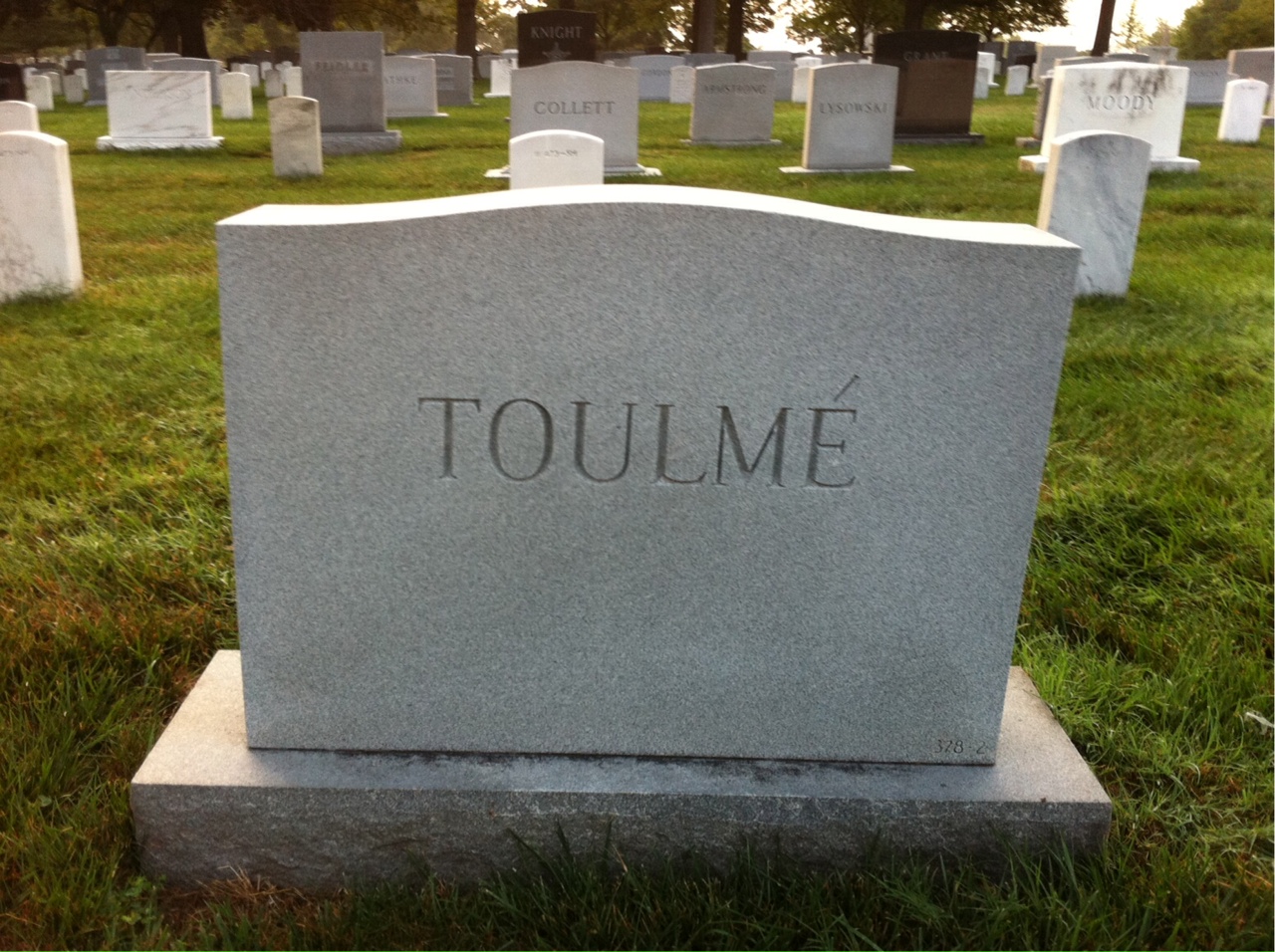 Back of headstone — Clarence Toulme