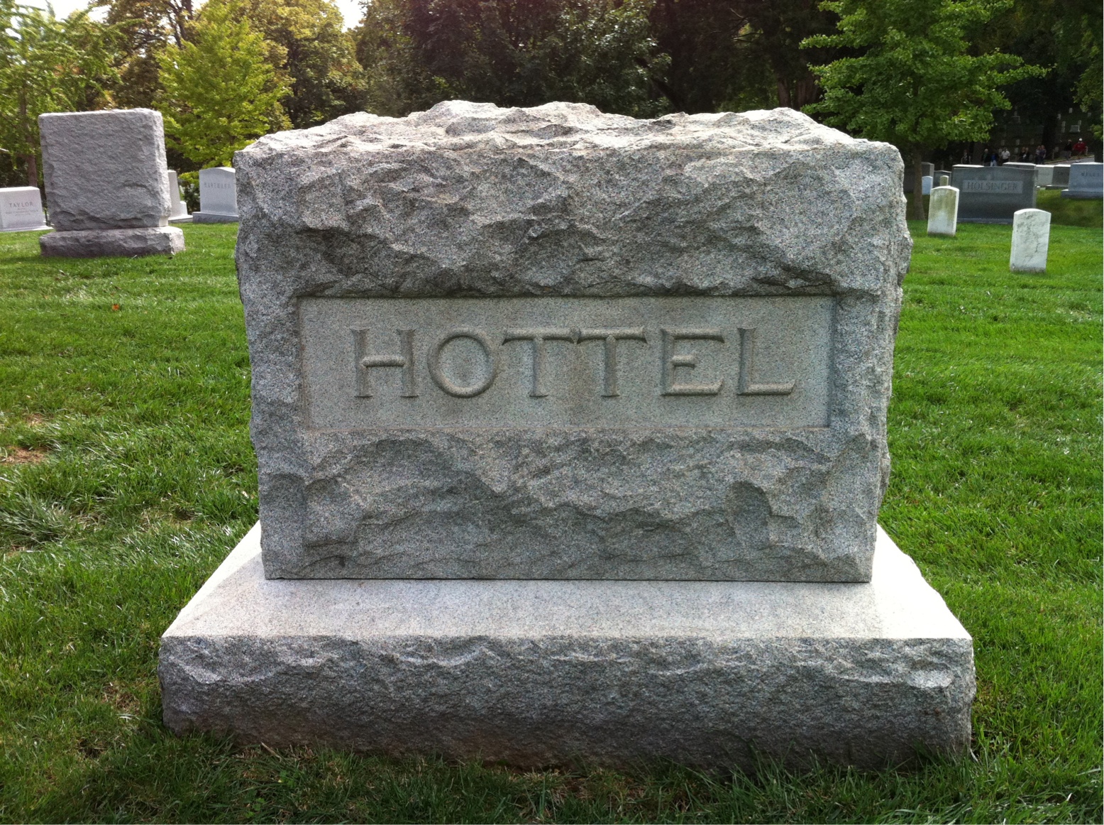 Back of headstone — James F Hottel