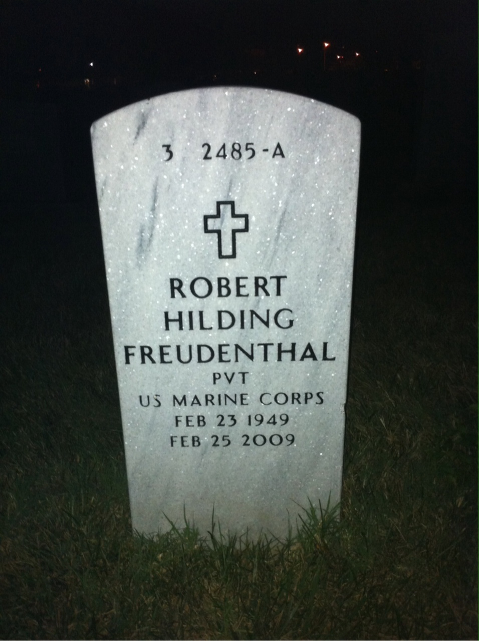 Back of headstone — Robert Freudenthal