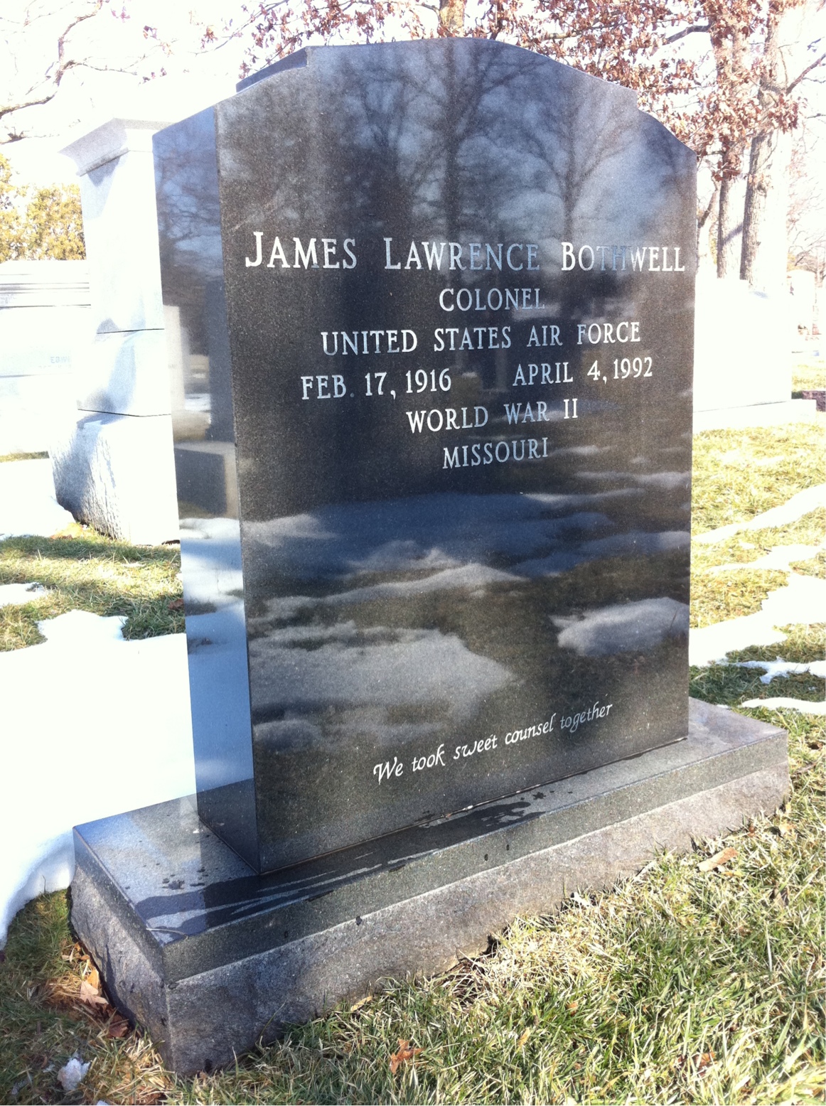 Back of headstone — James Bothwell