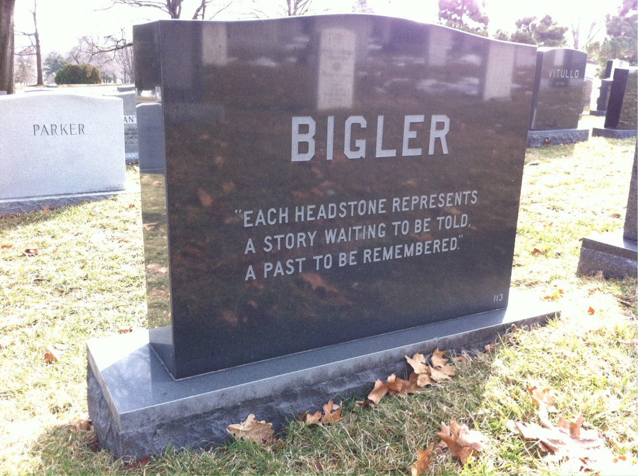 Back of headstone — Charles Bigler