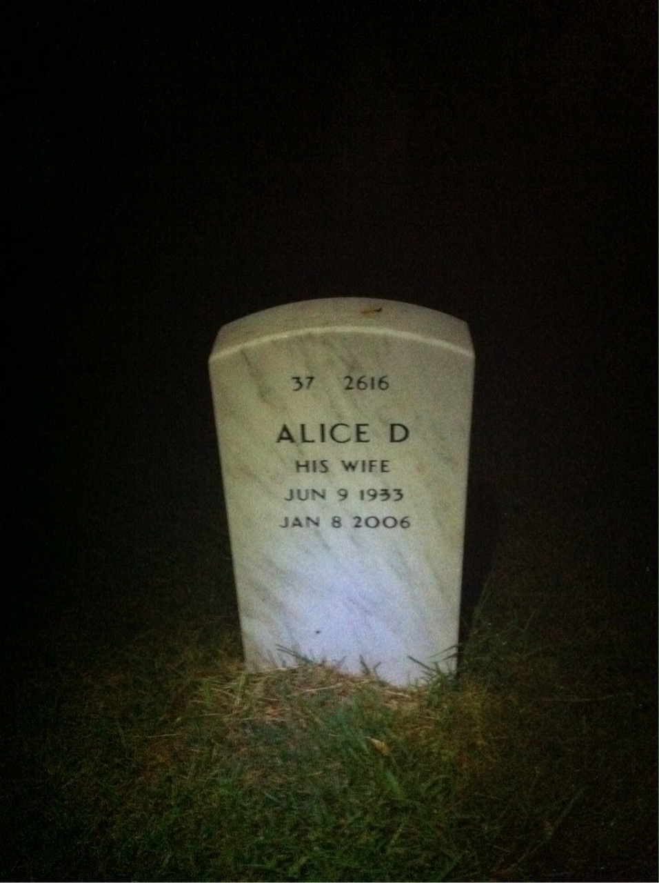 Back of headstone — Odell Austin