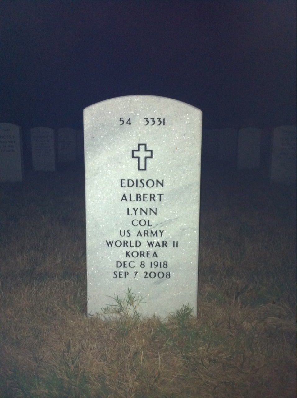 Back of headstone — Dorothy Lynn