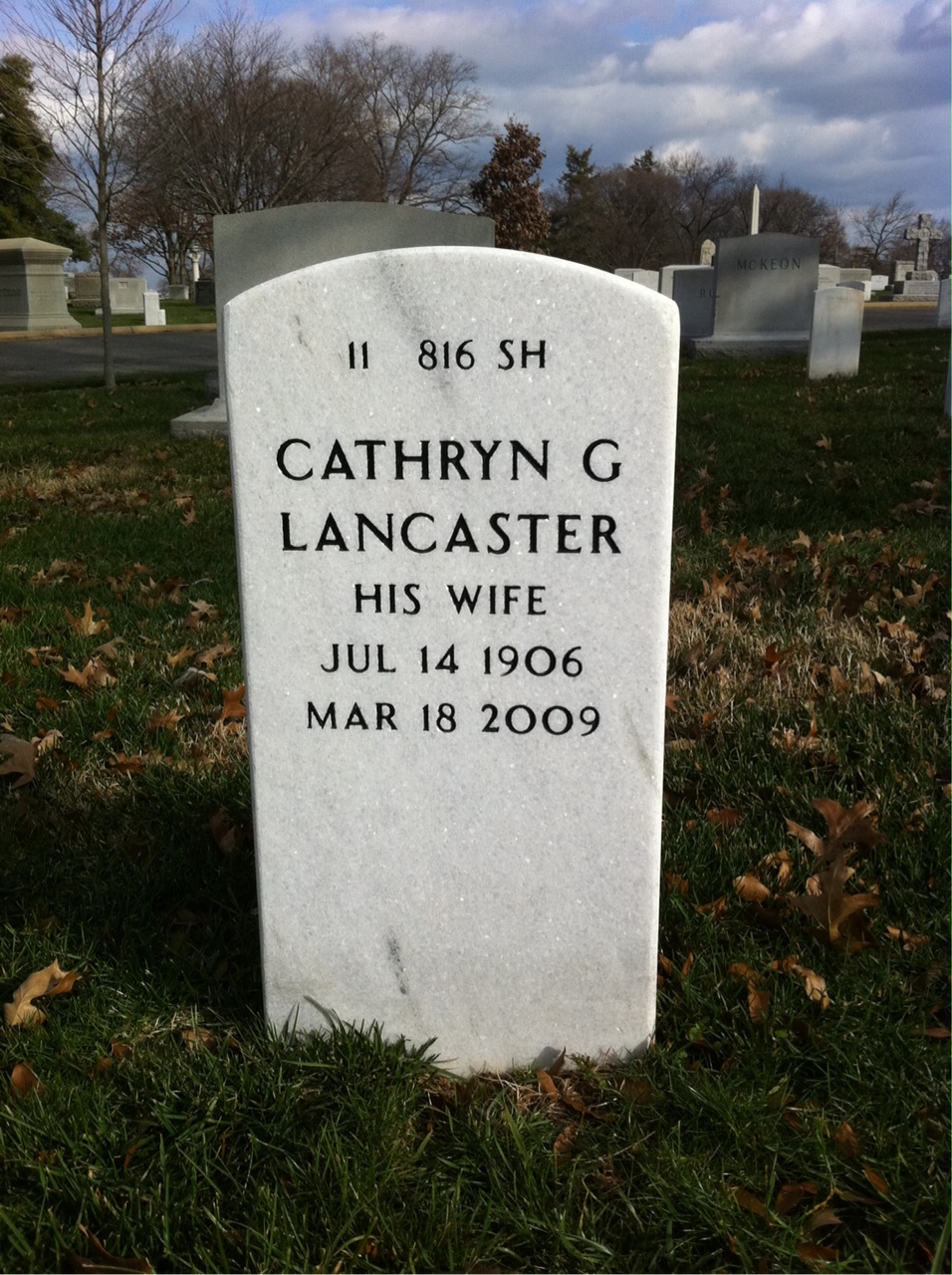 Back of headstone — Thomas Adcock