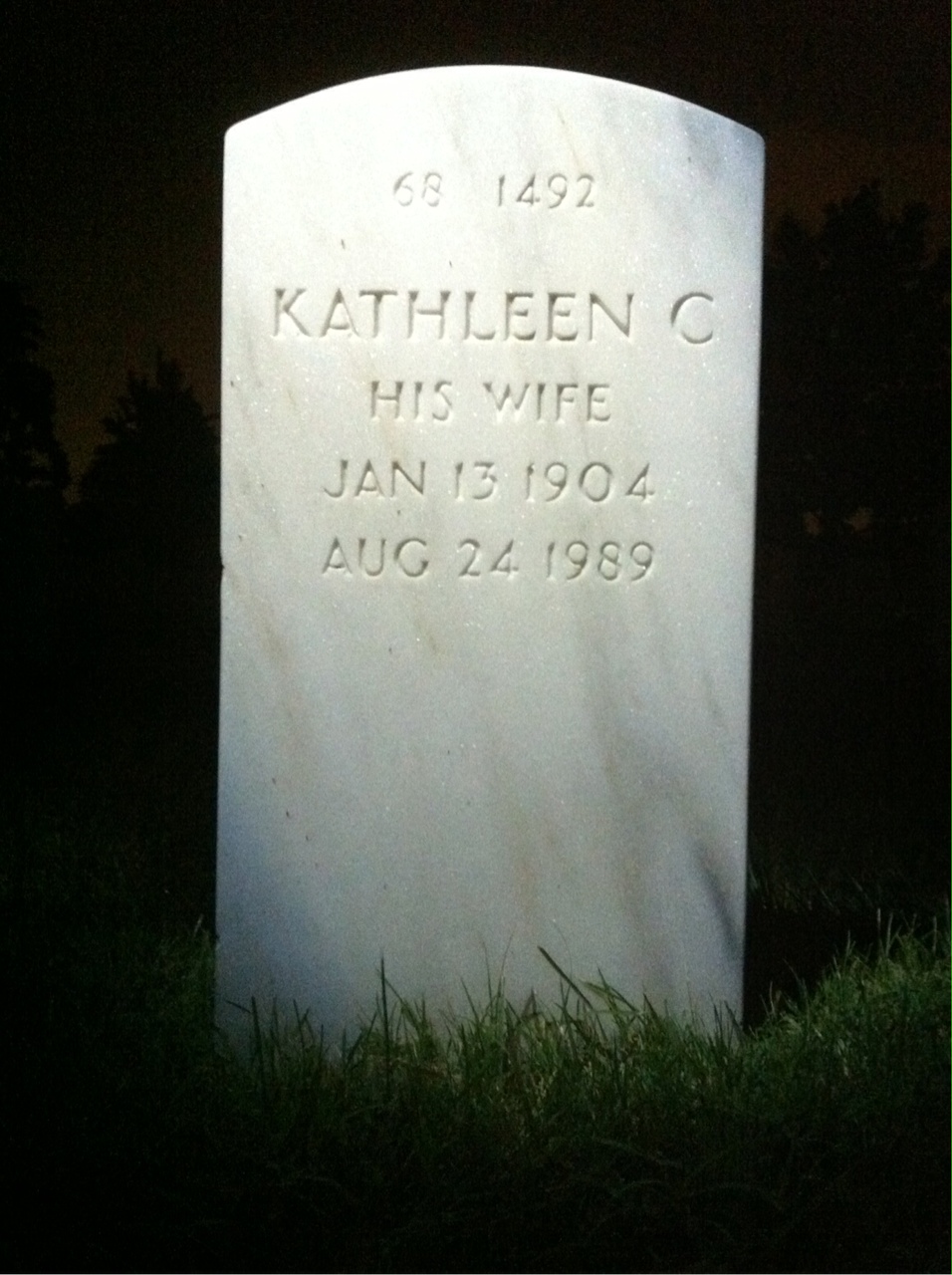 Back of headstone — William B Ross
