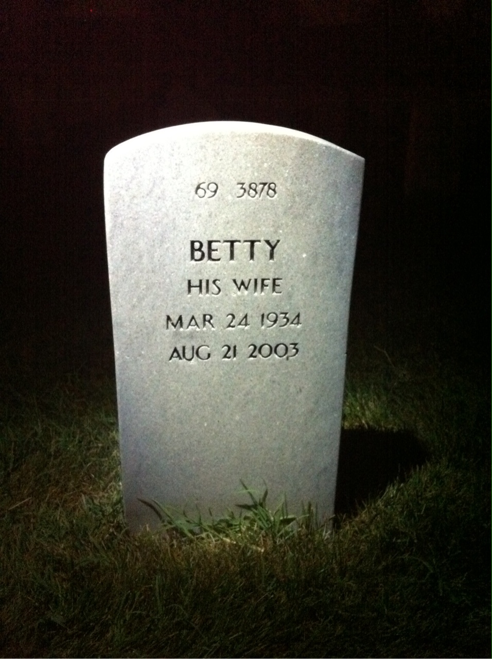 Back of headstone — Otis Webb