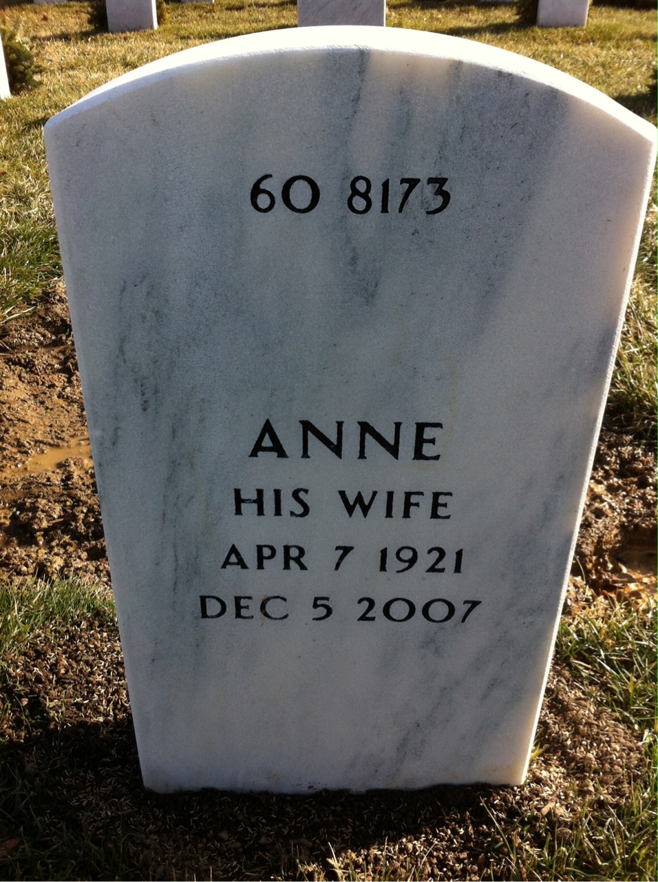 Back of headstone — Donald Ruffing