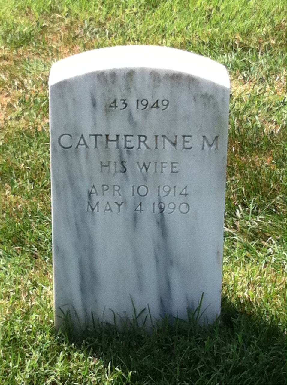Back of headstone — Catherine Arundel