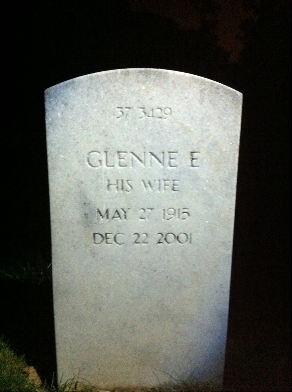 Back of headstone — Glenne Albro