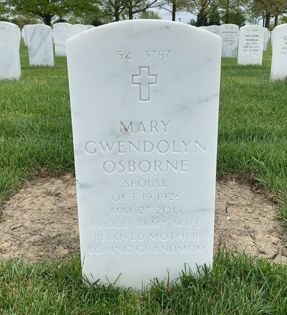 Back of headstone — Paul Osborne
