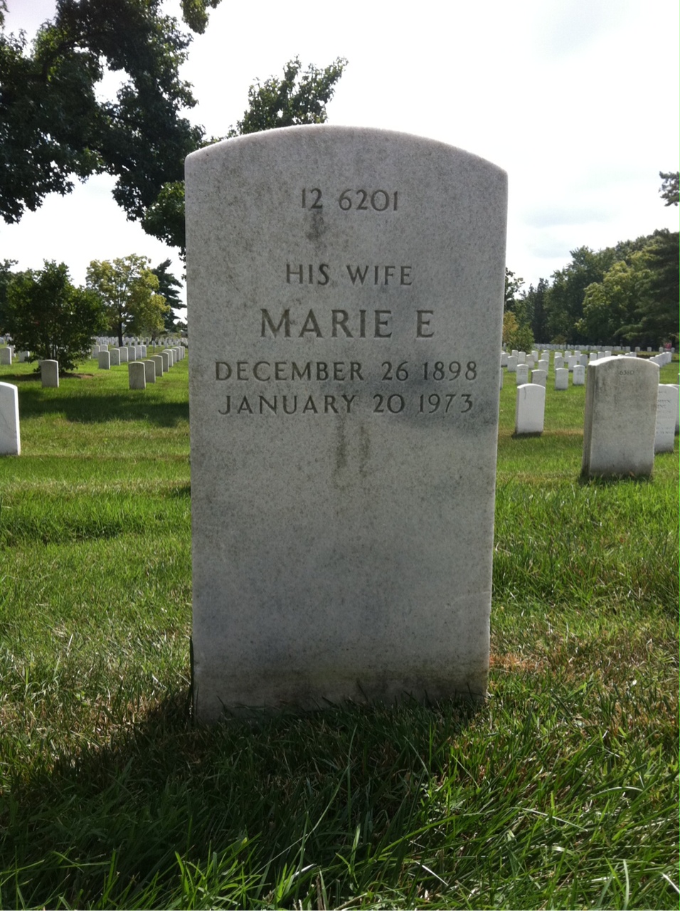 Back of headstone — Marie Albers