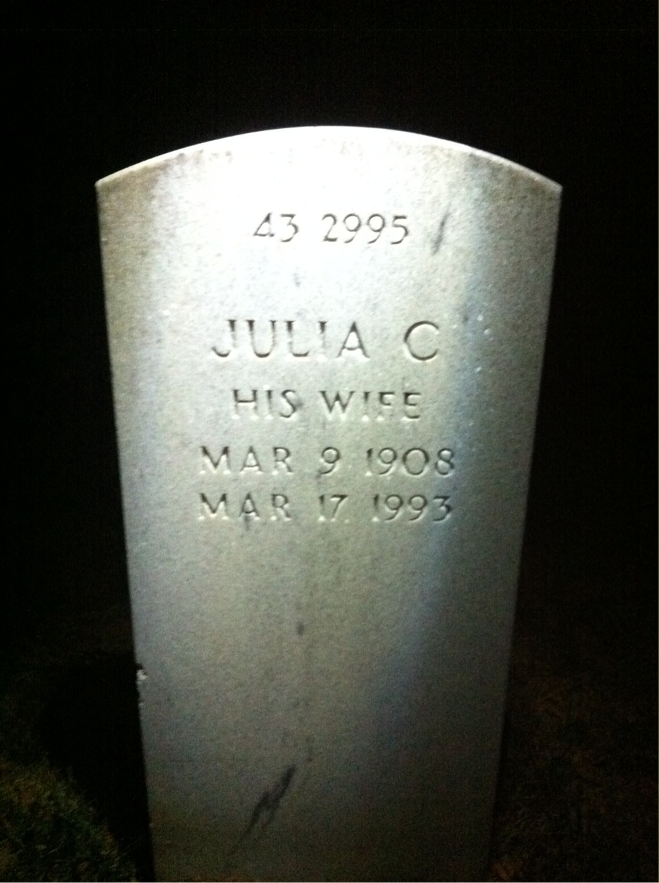 Back of headstone — Julia Askew