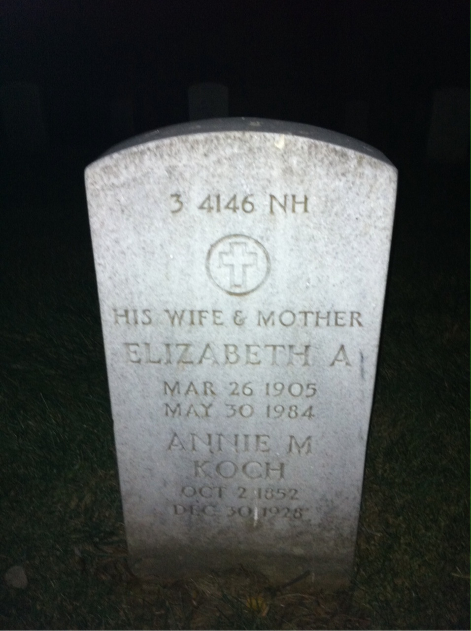 Back of headstone — Percy Moore