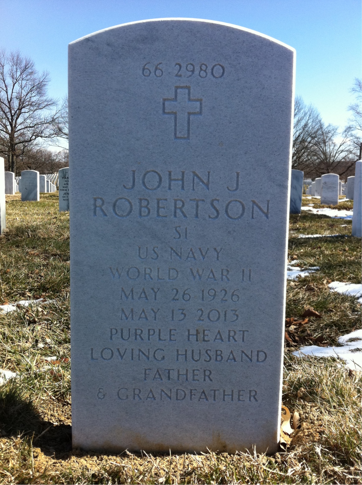 Back of headstone — Mark Robertson