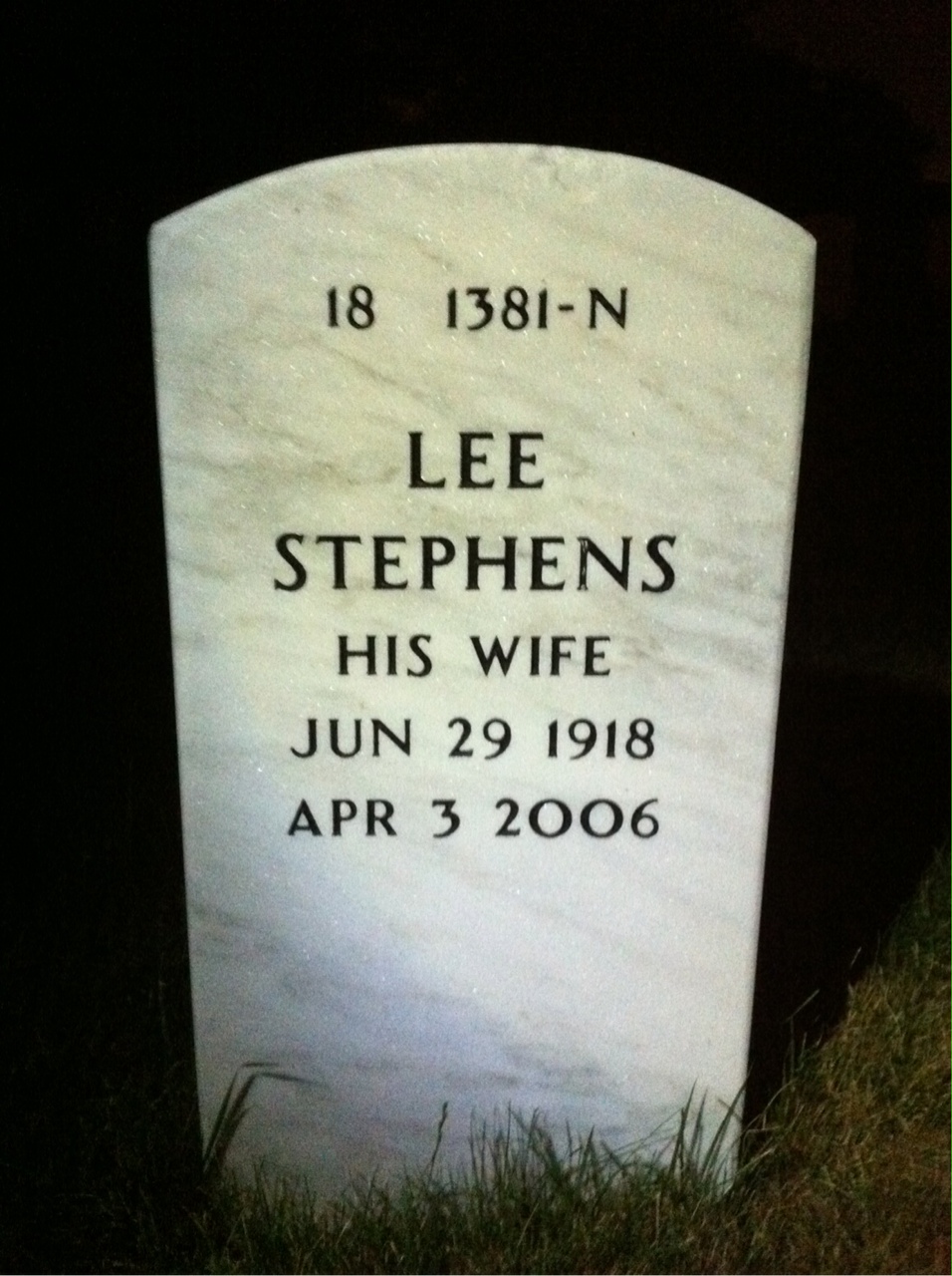 Back of headstone — Walter Chavet