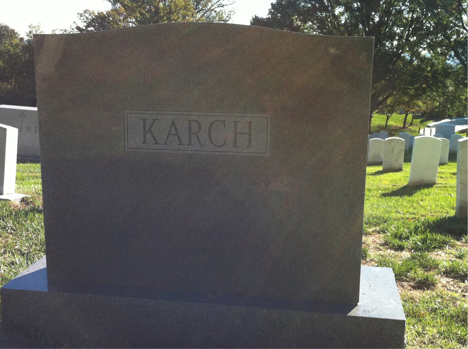 Back of headstone — Frederick Karch