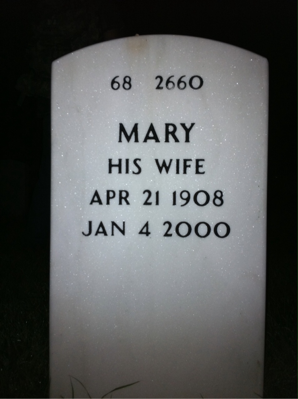 Back of headstone — Henry La Raia