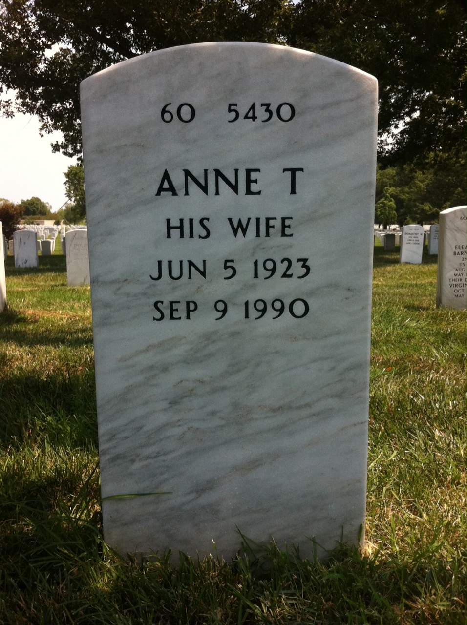 Back of headstone — Jack Weir