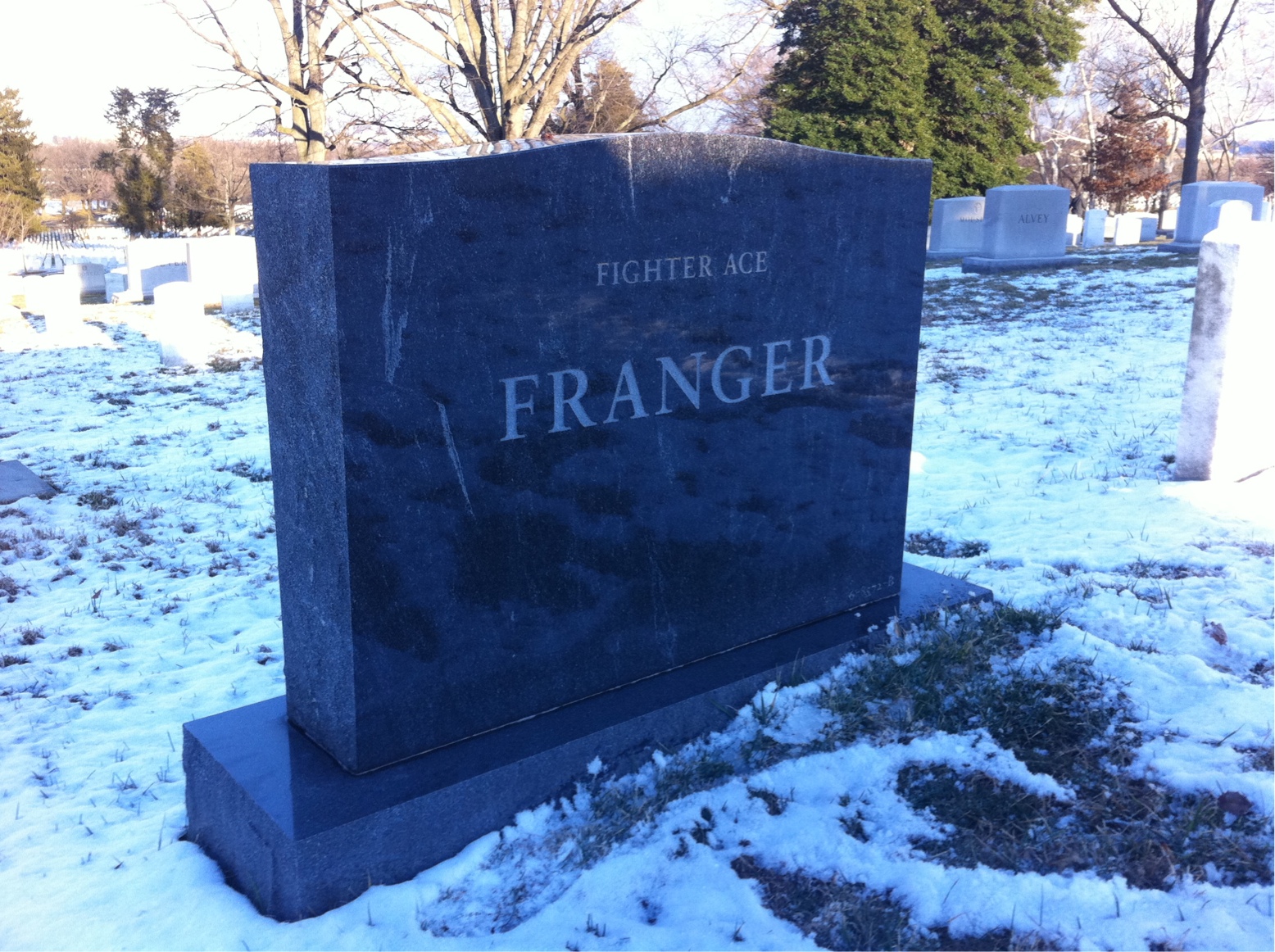 Back of headstone — Marvin Franger