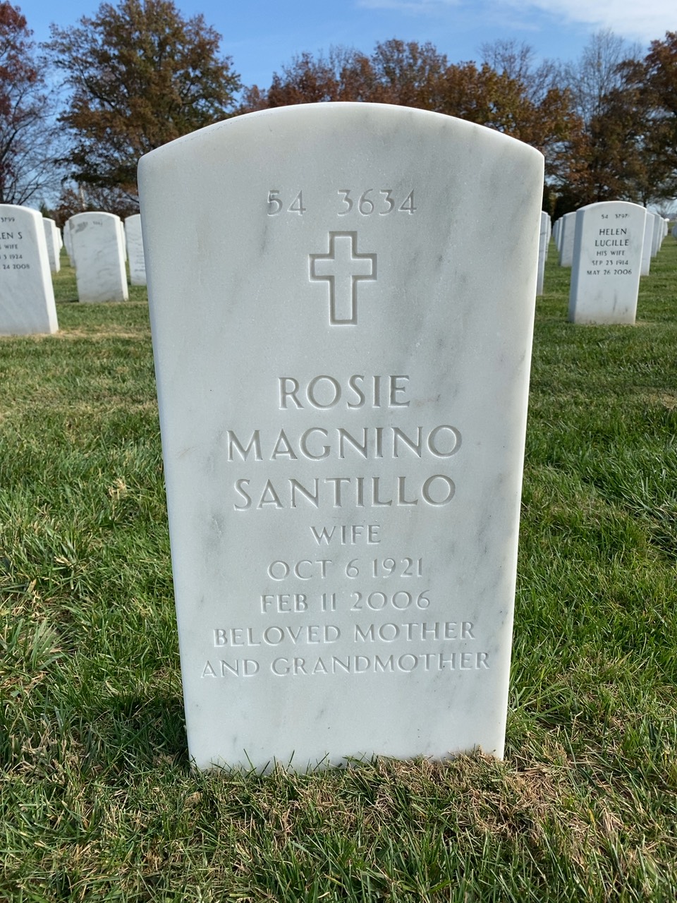 Back of headstone — John Santillo