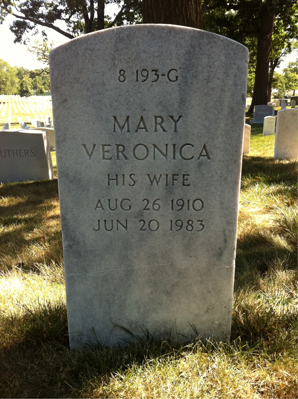 Back of headstone — Mary Bostwick