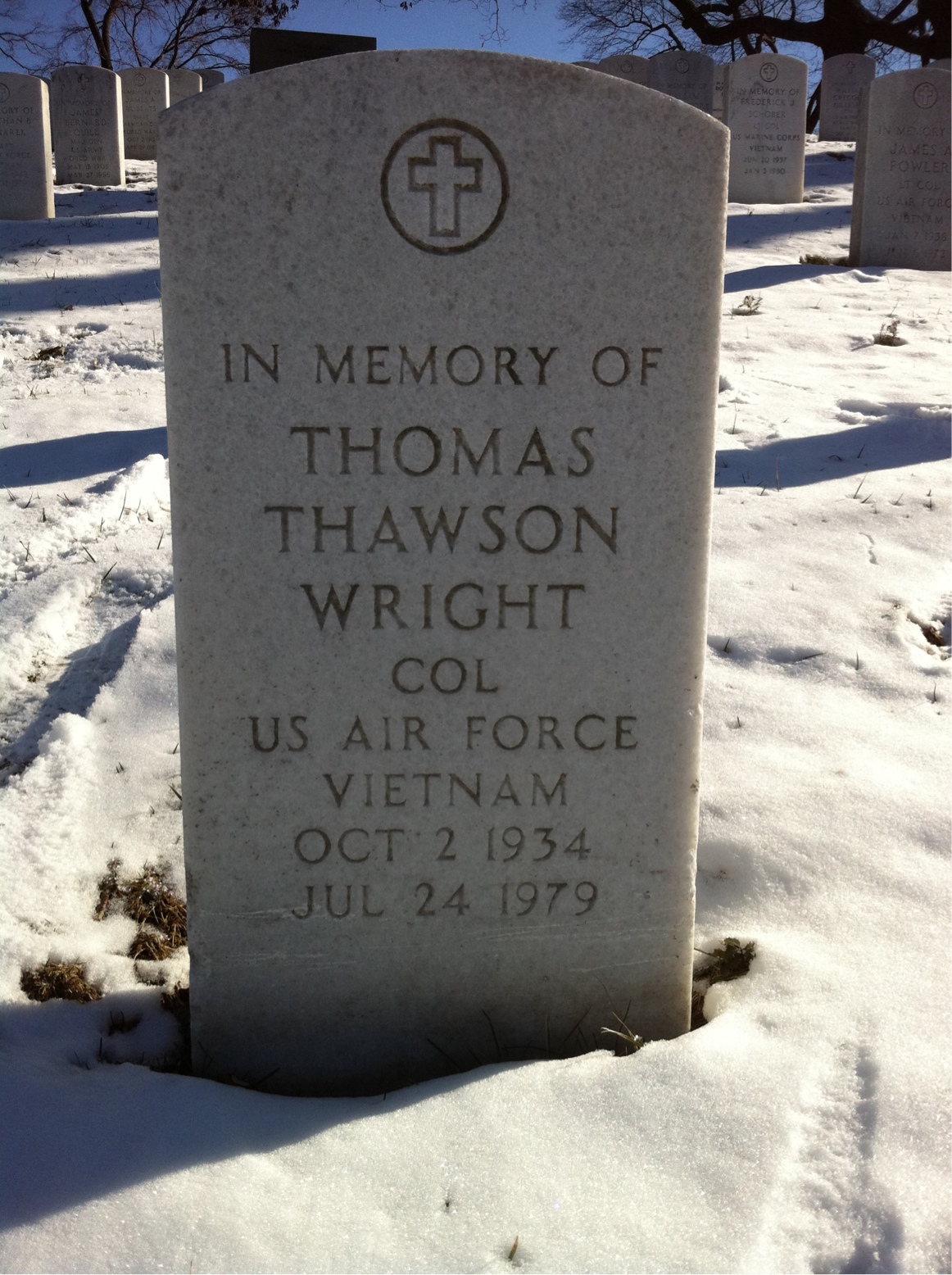 Back of headstone — Thomas Thawson Wright
