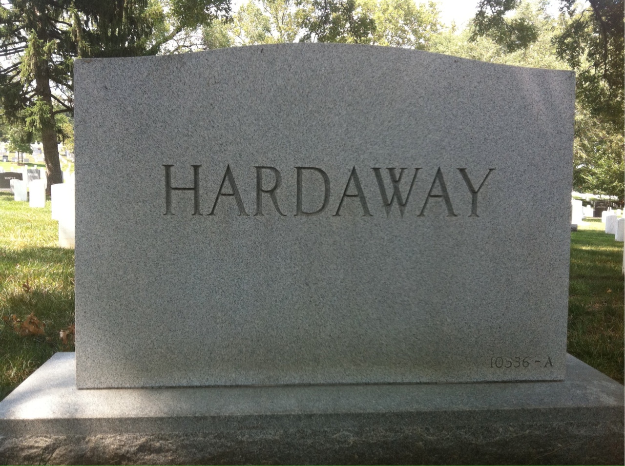 Back of headstone — Robert Morris Hardaway