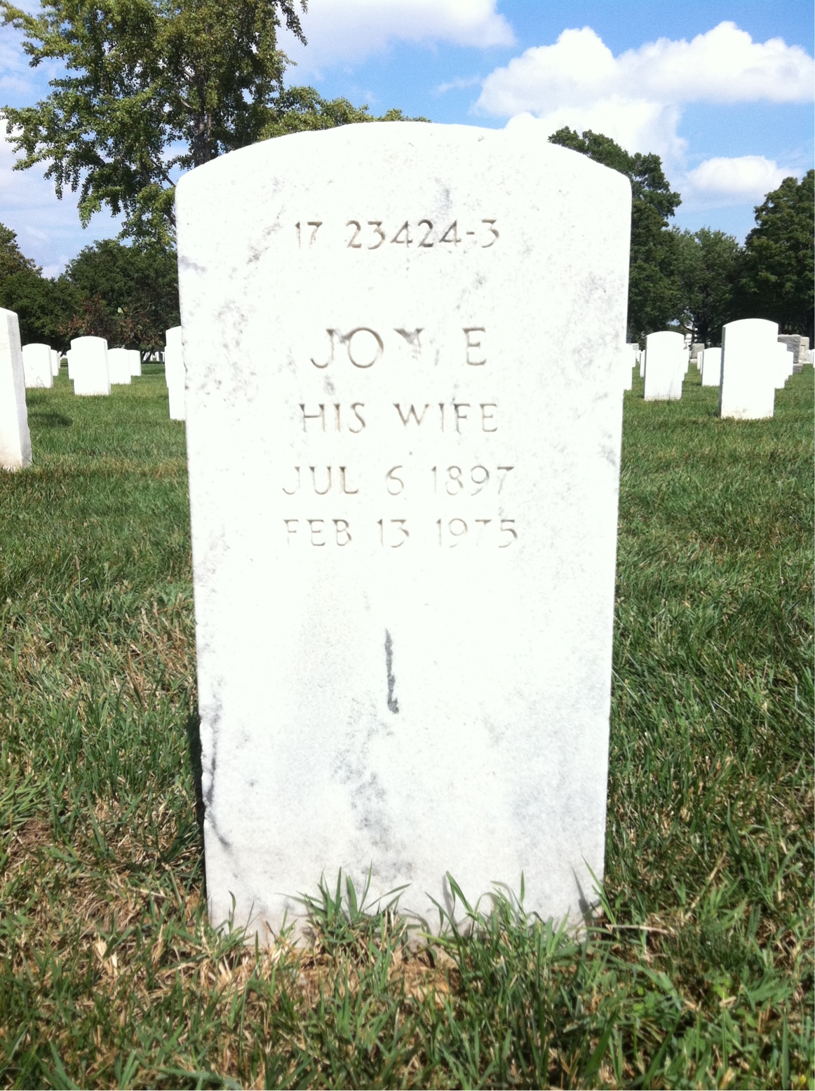 Back of headstone — Joy Morton