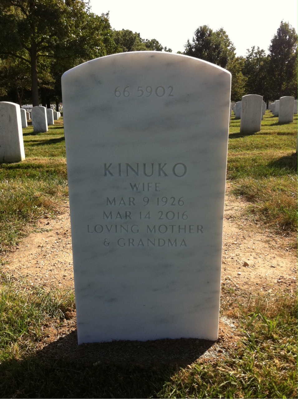 Back of headstone — Curtis Ange