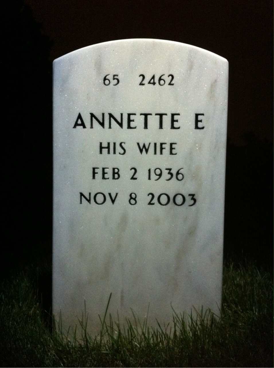 Back of headstone — Herbert Wright