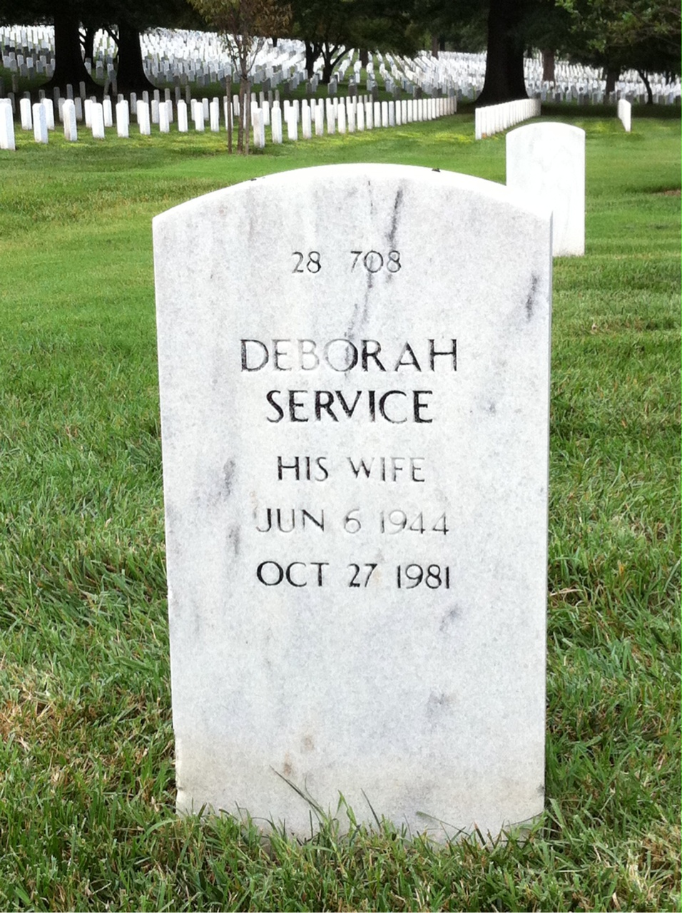Back of headstone — Deborah Benton