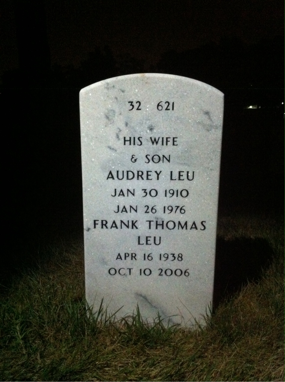 Back of headstone — Frank Dvorak