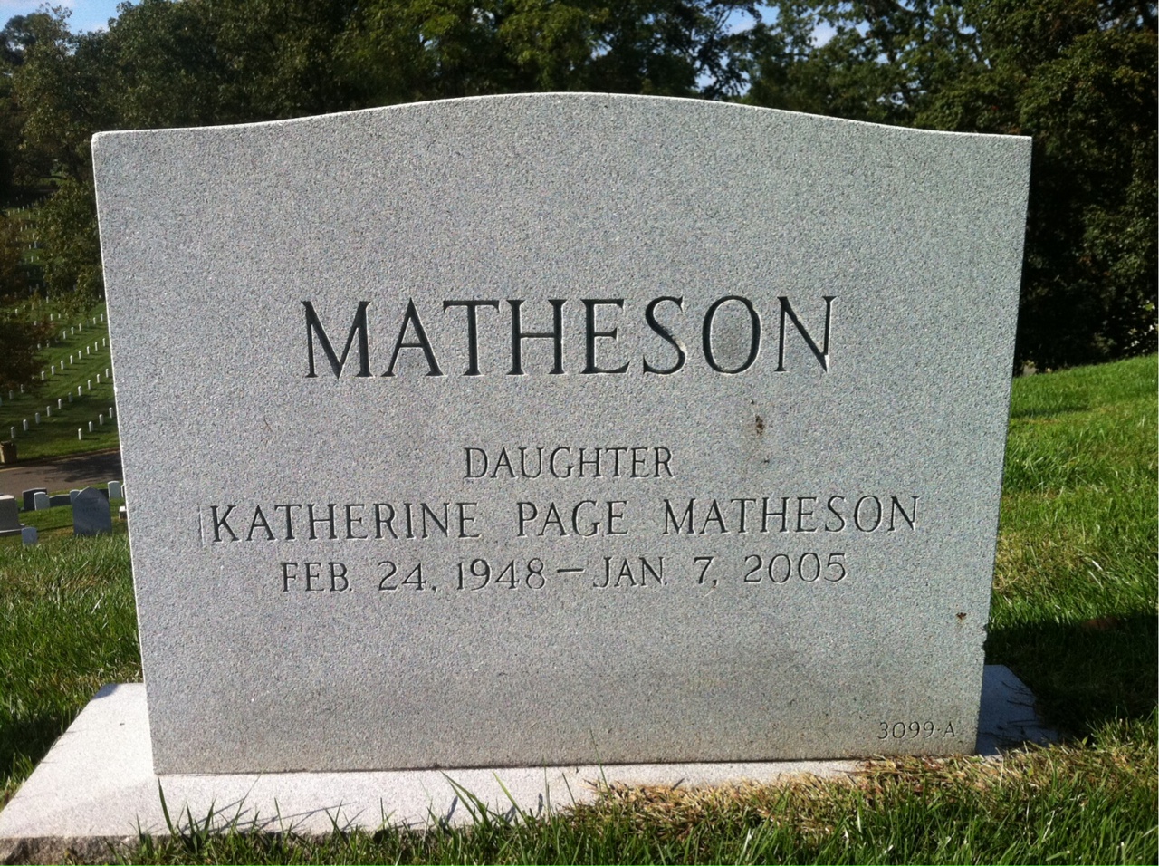 Back of headstone — John Matheson