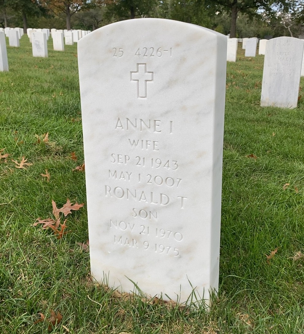 Back of headstone — Ronald Schmid