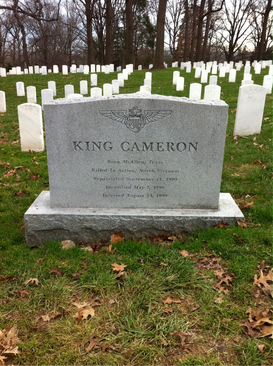 Back of headstone — Virgil King Cameron