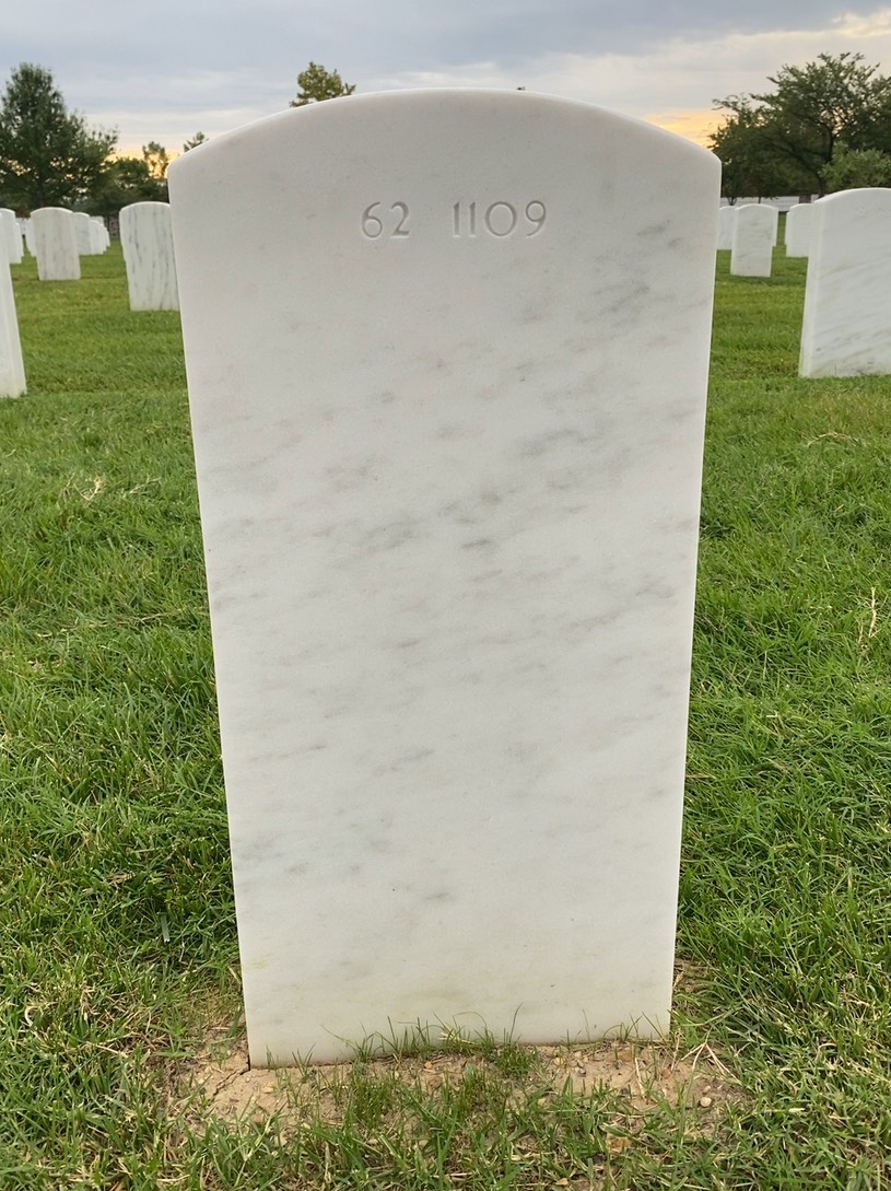Back of headstone — William A Evans