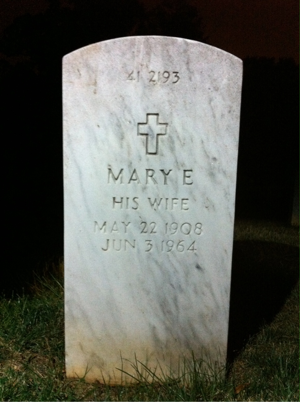 Back of headstone — Eugene M Williams