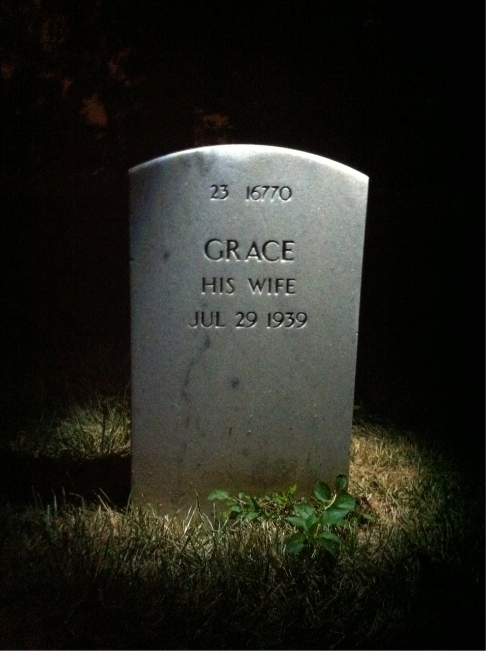 Back of headstone — Grace Armfield