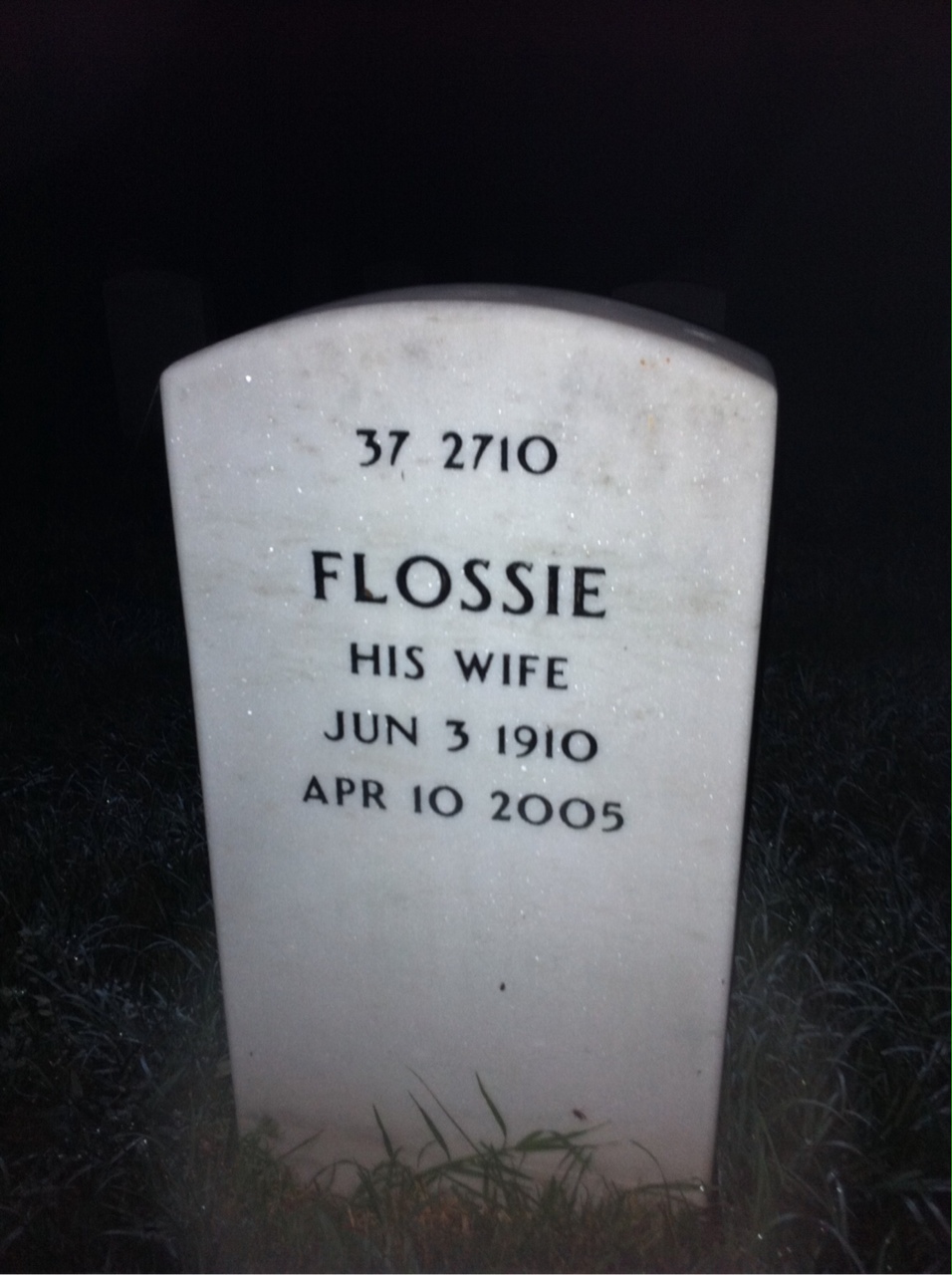 Back of headstone — Harley Hemingway