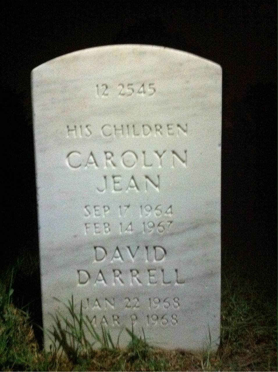 Back of headstone — Carolyn Anderson
