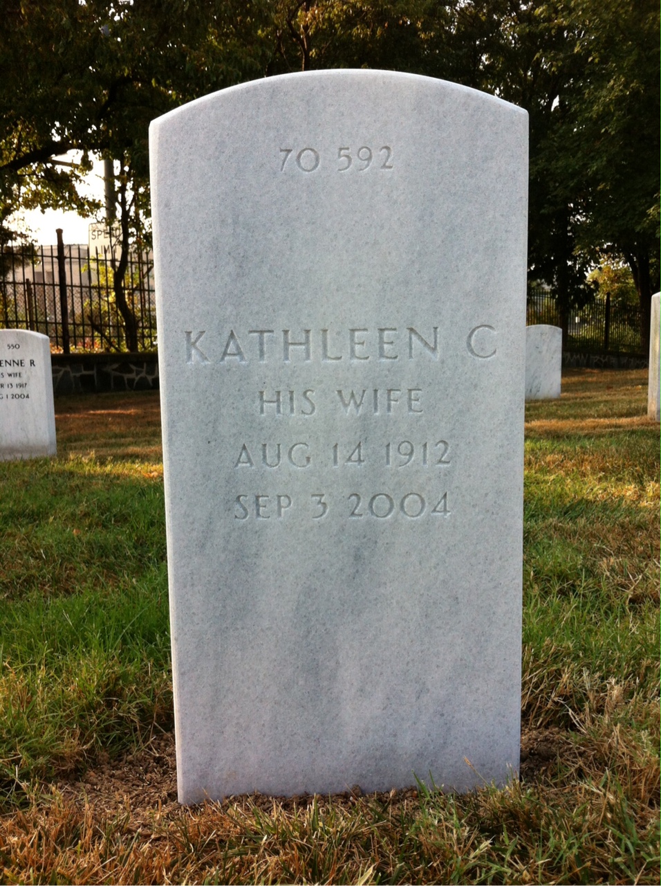 Back of headstone — Thomas West