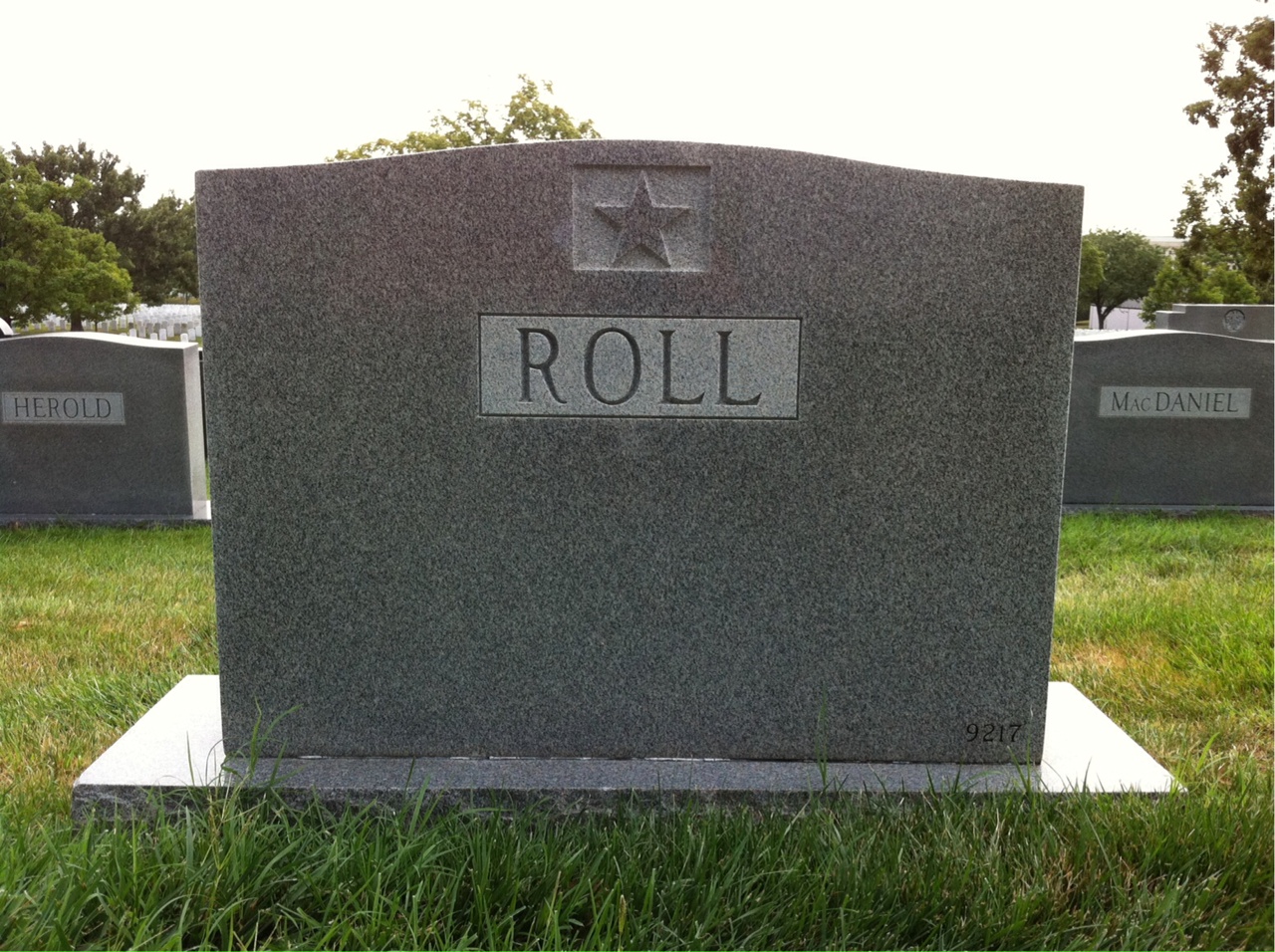Back of headstone — George Roll
